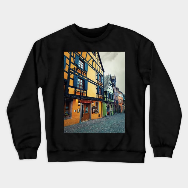 Riquewihr streets Crewneck Sweatshirt by psychoshadow